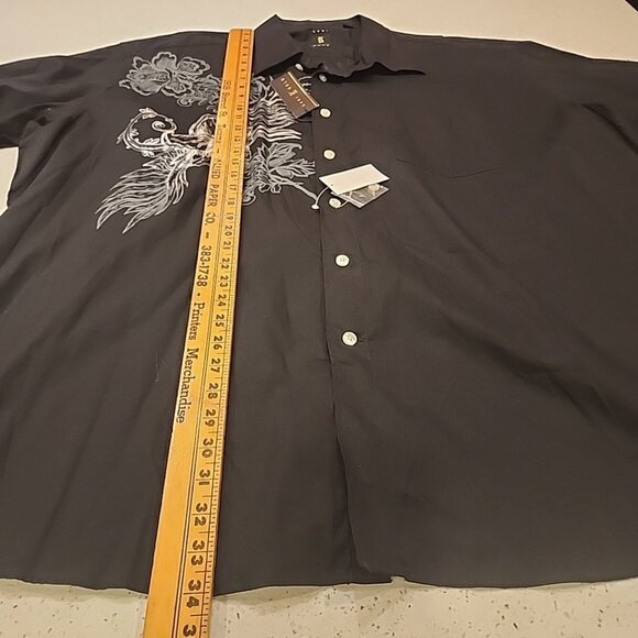 NWT Kani Gold Men's Black Graphic Cross Button Front Shirt 4X Short Sleeve - Picture 9 of 10